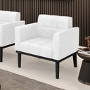 Ver imagem 2 de Poltrona Base de Madeira Fixa Preto Elisa Corano Branco D03 - D'Rossi