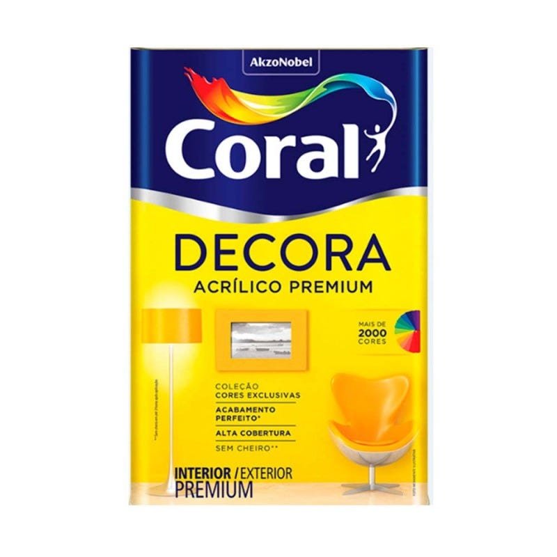 Tinta acrílica Premium Decora 18L fosco palha Coral - 1