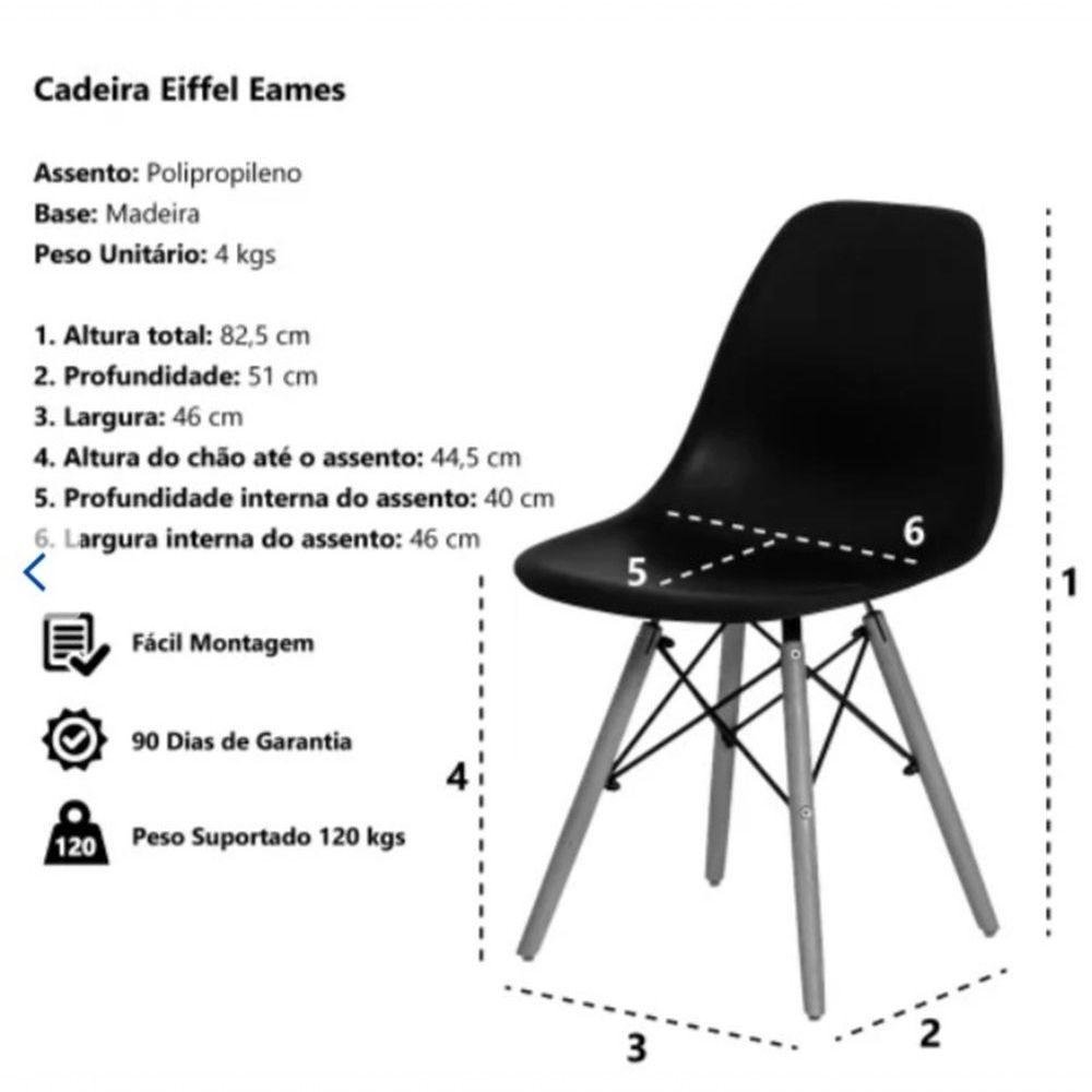 Cadeira Charles Eames Eiffel Dkr Wood Preto - 3