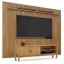 Ver imagem 1 de Rack Bancada Ouro Preto com Painel para TV Suspenso Frisado Curitiba 2240 Cinamomo-Valdemóveis