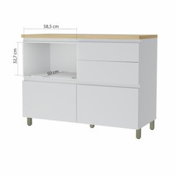 Balcão Modular 1 Porta Basculante 4 Gavetas Rainha 120cm 100 Mdf - Nesher - 3