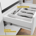 Ver imagem 2 de Balcão de Cozinha Rainha 1 Porta Basculante 4 Gavetas MDF Branco/Nature - Nesher
