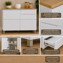 Ver imagem 6 de Balcão de Cozinha Rainha 1 Porta Basculante 4 Gavetas MDF Branco/Nature - Nesher