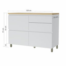 Balcão Modular 1 Porta Basculante 4 Gavetas Rainha 120cm 100 Mdf - Nesher - 2