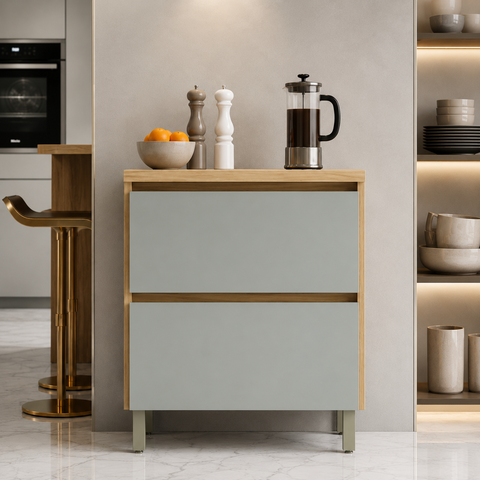 Balcão de Cozinha Rainha 1 Porta Basculante 1 Gaveta MDF Nature/Verde - Nesher