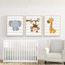 Ver imagem 1 de Kit 3 Quadros Decorativos Infantil - Savana NO2 - 30x40 - Moldura Madeira