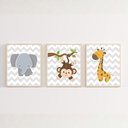 Ver imagem 2 de Kit 3 Quadros Decorativos Infantil - Savana NO2 - 30x40 - Moldura Madeira
