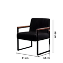 Ver imagem 3 de Kit Sofá 2 Lugares 2 Poltronas Recepção Braço de Aço Corino - Preto