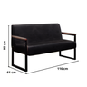 Kit Sofá 2 Lugares 2 Poltronas Recepção Braço de Aço Corino - Preto - 1