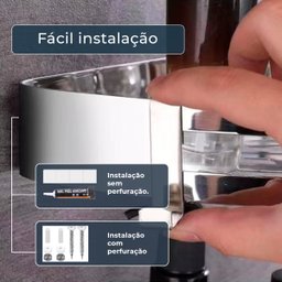 Suporte Shampoo Retangular Parede Banheiro Aço Inox Cromado - 11