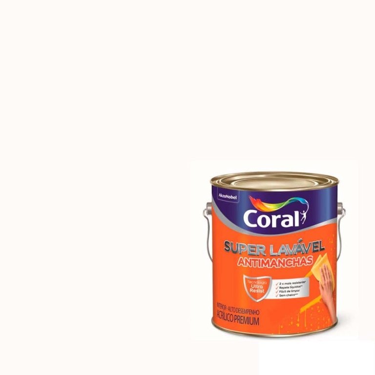 Tinta acrílica super lavável interior Egg Shell branca 3,6L Coral