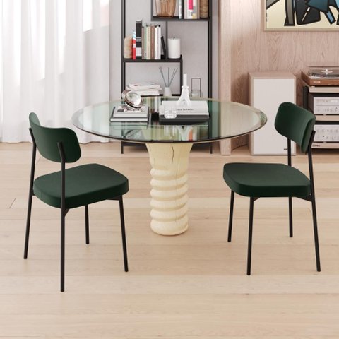 Cadeira de Jantar Mynna Veludo Green Est.Preta