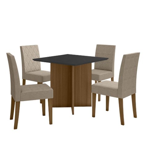 Sala de Jantar Helo 90x90 com Vidro 4l Cadeiras Jade Poliman Móveis