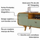 Ver imagem 3 de Rack Bancada TV 55 Polegadas 156 cm Pés Madeira Maciça Noronha Naturalle Pistache Bechara