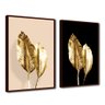 Quadro Premium Textura CX Alta Folhas de Ouro 3 2un 40x60 - Moldura Madeira - 1