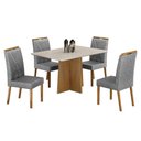 Ver imagem 1 de Mesa de Jantar Jade 120x80cm Cinamomo Off White com 4 Cadeiras Lara Linho Prata - Valdemóveis