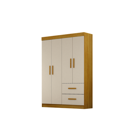 Roupeiro Cali 4 Portas 2 Gavetas CHF Cinamono/Off White