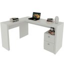 Ver imagem 1 de Mesa de Canto para Escritório em L Angular com 2 Gavetas Branco