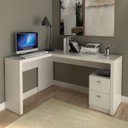 Ver mais imagens de Mesa de Canto para Escritório em L Angular com 2 Gavetas Branco