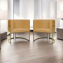 Kit 2 Poltronas Decorativa Recepção Luna Suede Cores Base de Ferro Champagne - 2