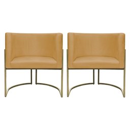 Kit 2 Poltronas Decorativa Recepção Luna Suede Cores Base de Ferro Champagne - 1