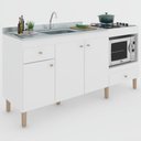 Ver imagem 5 de Armário de Cozinha Compacta para Pia 3 Portas 2 Gavetas Espaço para Forno e Cooktop Itália