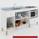 Ver imagem 3 de Armário de Cozinha Compacta para Pia 3 Portas 2 Gavetas Espaço para Forno e Cooktop Itália