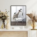 Ver imagem 2 de Quadro para Banheiro - Girafa e Pinguins 45x34cm - com Vidro:madeira Preta