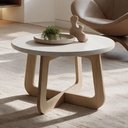 Ver imagem 1 de Mesa de Centro para Sala de Estar Redonda 58cm Pés Orgânico Yasmin A05 Off White Carvalho - Lyam