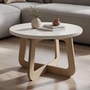 Ver imagem 4 de Mesa de Centro para Sala de Estar Redonda 58cm Pés Orgânico Yasmin A05 Off White Carvalho - Lyam