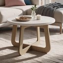 Ver imagem 3 de Mesa de Centro para Sala de Estar Redonda 58cm Pés Orgânico Yasmin A05 Off White Carvalho - Lyam