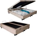 Ver imagem 1 de Cama Box Bau Bipartido Casal Suede Premium Santo Box Bipartido 47x138x188:bege
