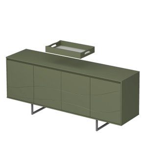 Buffet Serra do Mar 4 Portas com Bandeja Movel com Vidro Cor Menta - Artely