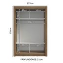 Ver imagem 5 de Guarda-roupa Solteiro 2 Portas de Correr Rustic/branco Milano Madesa