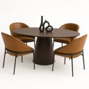 Ver imagem 4 de Mesa de Jantar Cone Oval 180x100 Cm Laca Marrom Cacau com Vidro