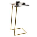 Ver imagem 1 de Mesa Apoio Lateral para Sofá Atenas Pé Dourado LarFlex:Branco