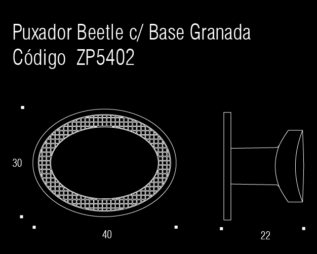 Puxador Ponto Beetle com Base Granada Gold ZP5402A00 Zen Design 01 unidade - 2