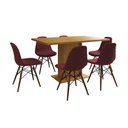 Ver imagem 2 de Mesa Jantar Londres Retangular Canela 137x90cm 6 Cadeiras Estofadas Vermelho Madeira