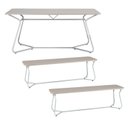 Ver imagem 2 de Conjunto de Mesa Retangular com 2 Bancos Retrô para Área Gourmet 180x90cm Varetas Branco/Cromado