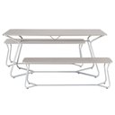 Ver imagem 5 de Conjunto de Mesa Retangular com 2 Bancos Retrô para Área Gourmet 180x90cm Varetas Branco/Cromado