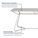 Ver imagem 6 de Conjunto de Mesa Retangular com 2 Bancos Retrô para Área Gourmet 180x90cm Varetas Branco/Cromado