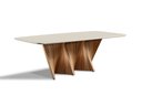 Ver imagem 3 de Mesa Atenas 08 Lugares 200cm x 105cm com Base em Madeira Maciça Amêndoa e Tampo com Vidro Off White