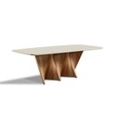 Ver imagem 3 de Mesa Atenas 08 Lugares 200cm x 105cm com Base em Madeira Maciça Amêndoa e Tampo com Vidro Off White
