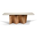 Ver imagem 2 de Mesa Atenas 08 Lugares 200cm x 105cm com Base em Madeira Maciça Amêndoa e Tampo com Vidro Off White