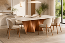 Ver imagem 5 de Mesa Atenas 08 Lugares 200cm x 105cm com Base em Madeira Maciça Amêndoa e Tampo com Vidro Off White