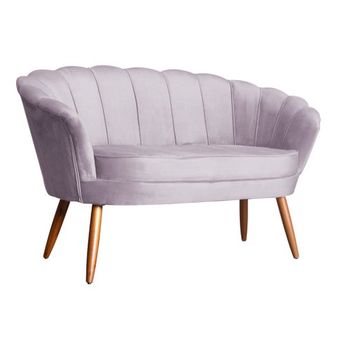 Namoradeira Decorativa Pétala Veludo Lilás Pés Madeira Ms Decor