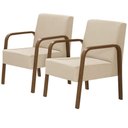 Ver imagem 1 de Kit 2 Poltrona 1 Lugar Jade Braço Madeira Suede Bege
