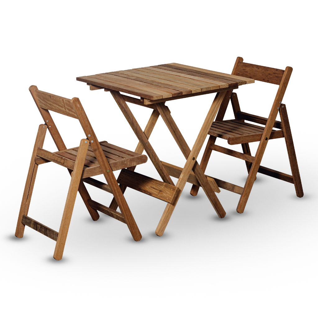 Conjunto de Mesa 70x70 e 02 Cadeiras Davos em Madeira Nobre Marcenaria Real