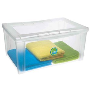 Caixa organizadora de plástico largo Color Kids 65L cristal Ordene