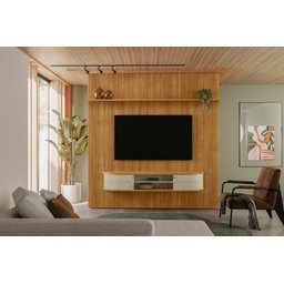 Painel+rack Suspenso New Bugatti para Tv até 75 Polegadas - Cumaru Opala - Madetec - 1 Painel+rack Suspenso New Bugatti para Tv até 75 Polegadas - Cumaru Opala - Madetec - 1